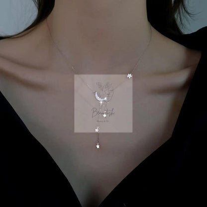 925 Sterling Silver Star Moon Necklace