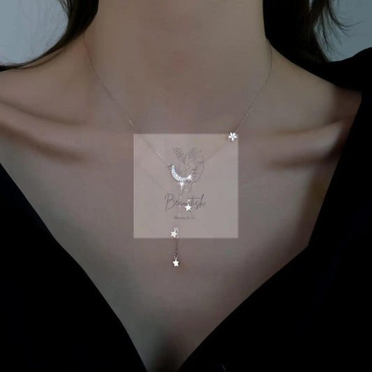 925 Sterling Silver Star Moon Necklace