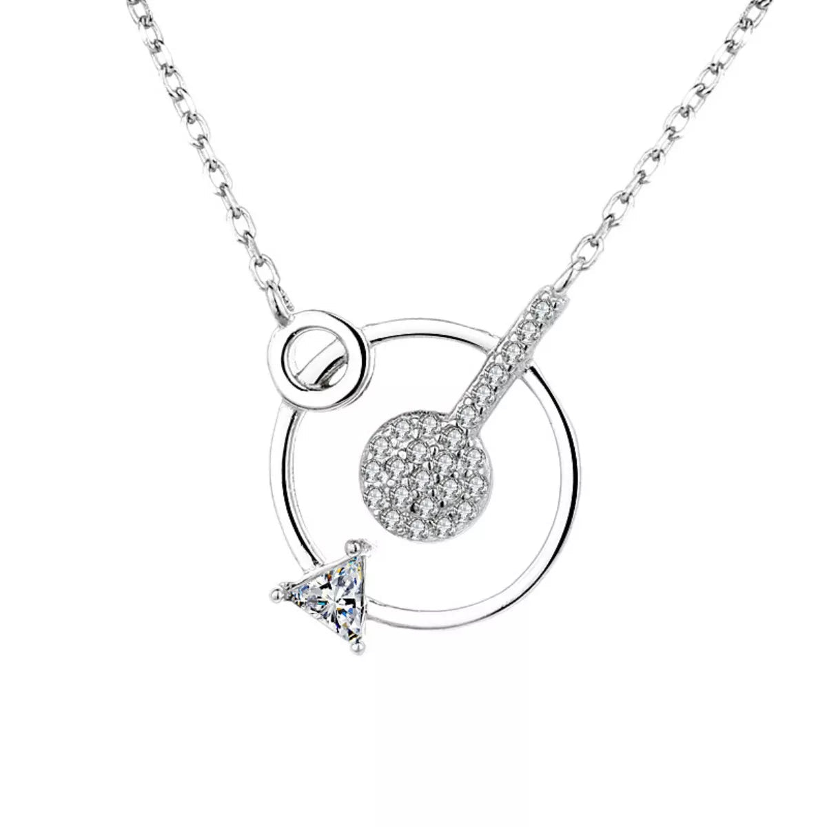 925 Sterling Silver Zircon Geometric Pendant Necklace
