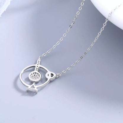 925 Sterling Silver Zircon Geometric Pendant Necklace