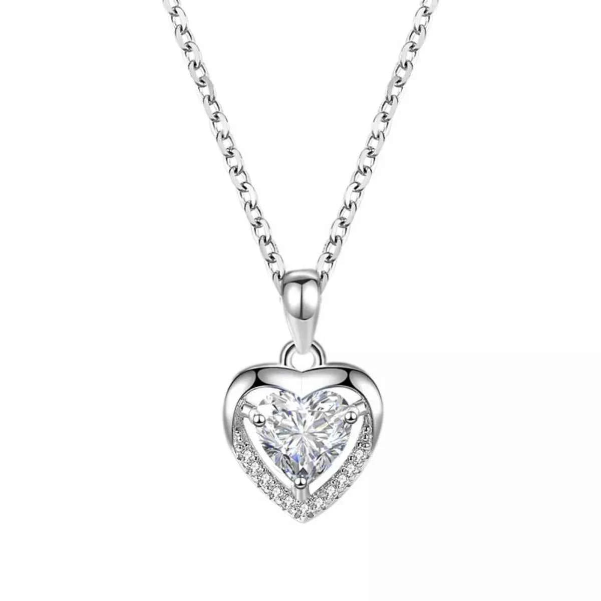 925 Sterling Silver Zircon Heart Necklace