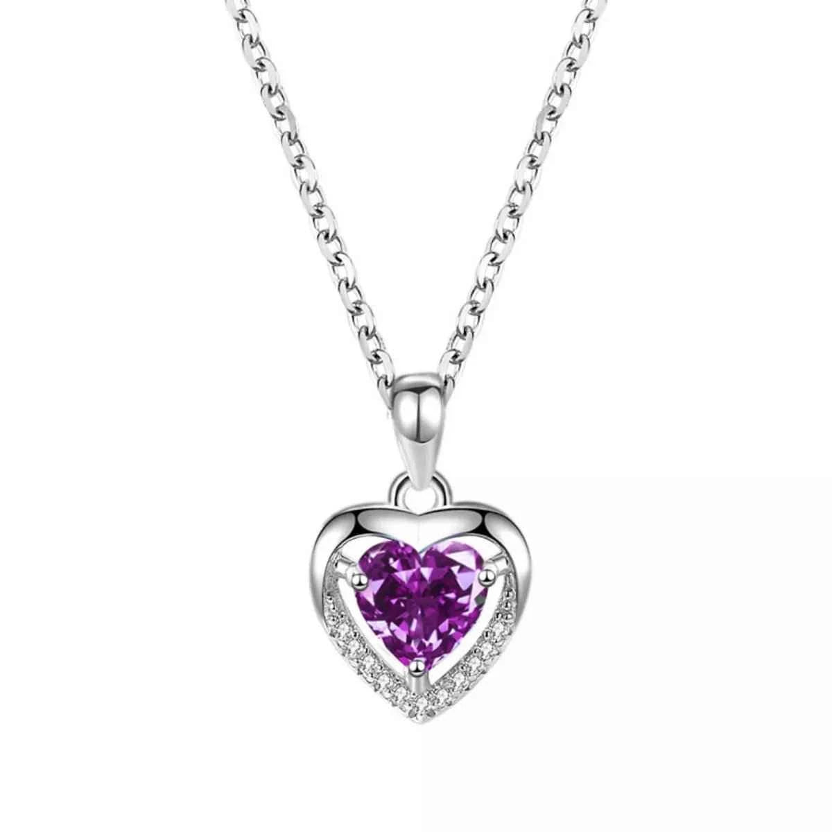 925 Sterling Silver Zircon Heart Necklace