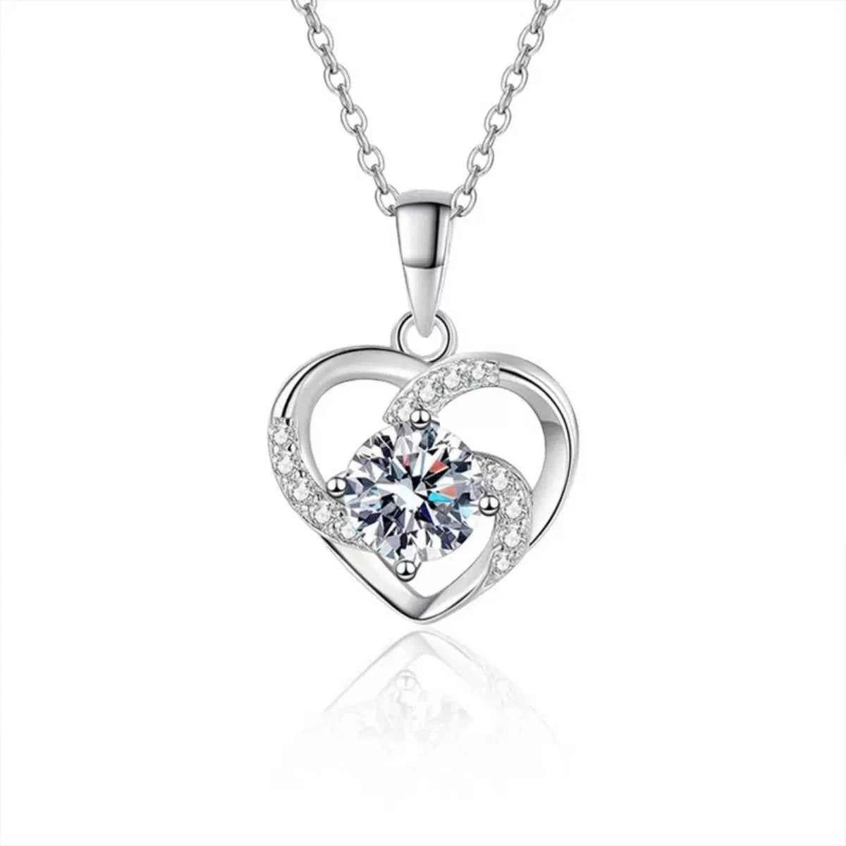 925 Sterling Silver Zircon Heart Necklace