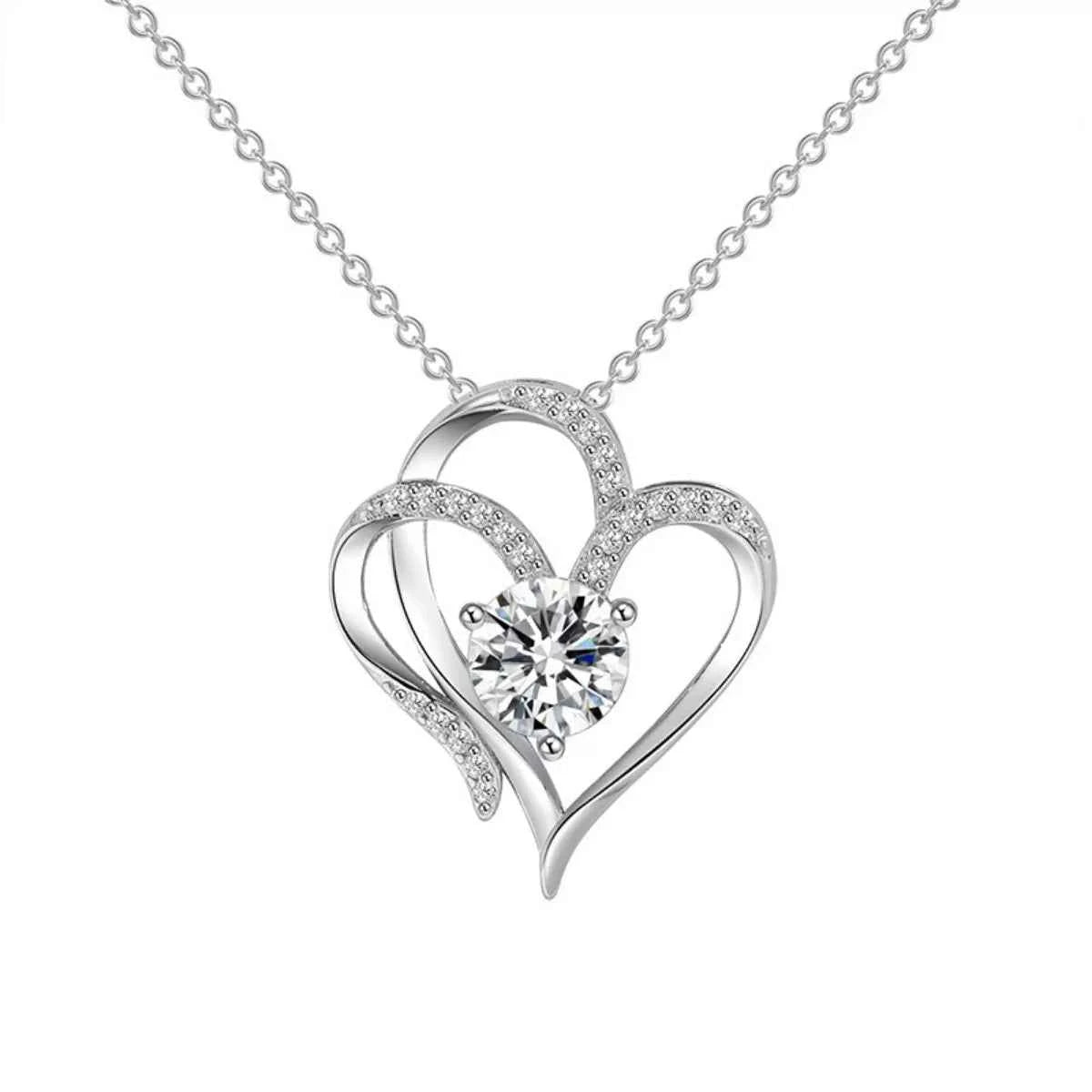 925 Sterling Silver Zircon Heart Necklace