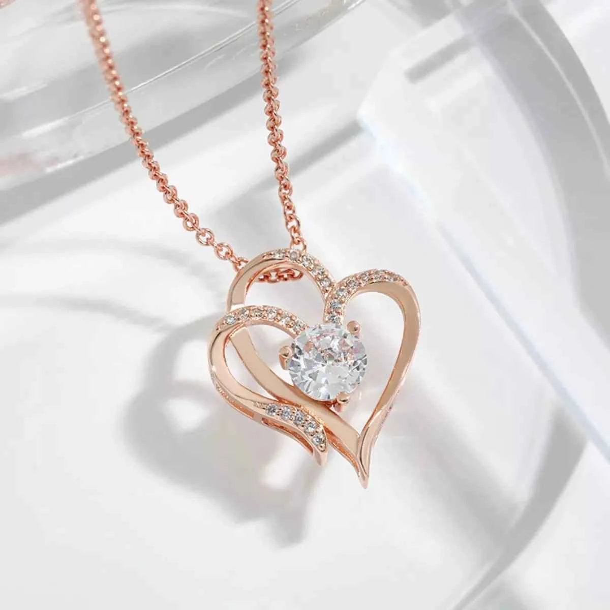 925 Sterling Silver Zircon Heart Necklace