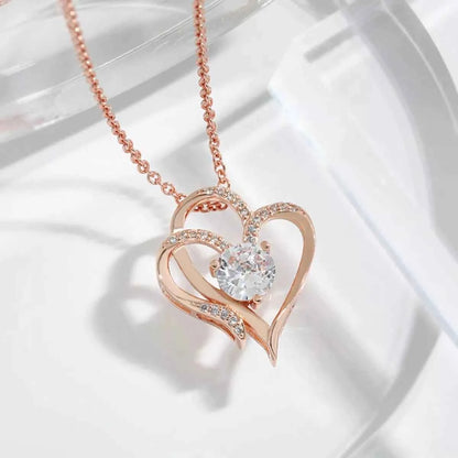 925 Sterling Silver Zircon Heart Necklace