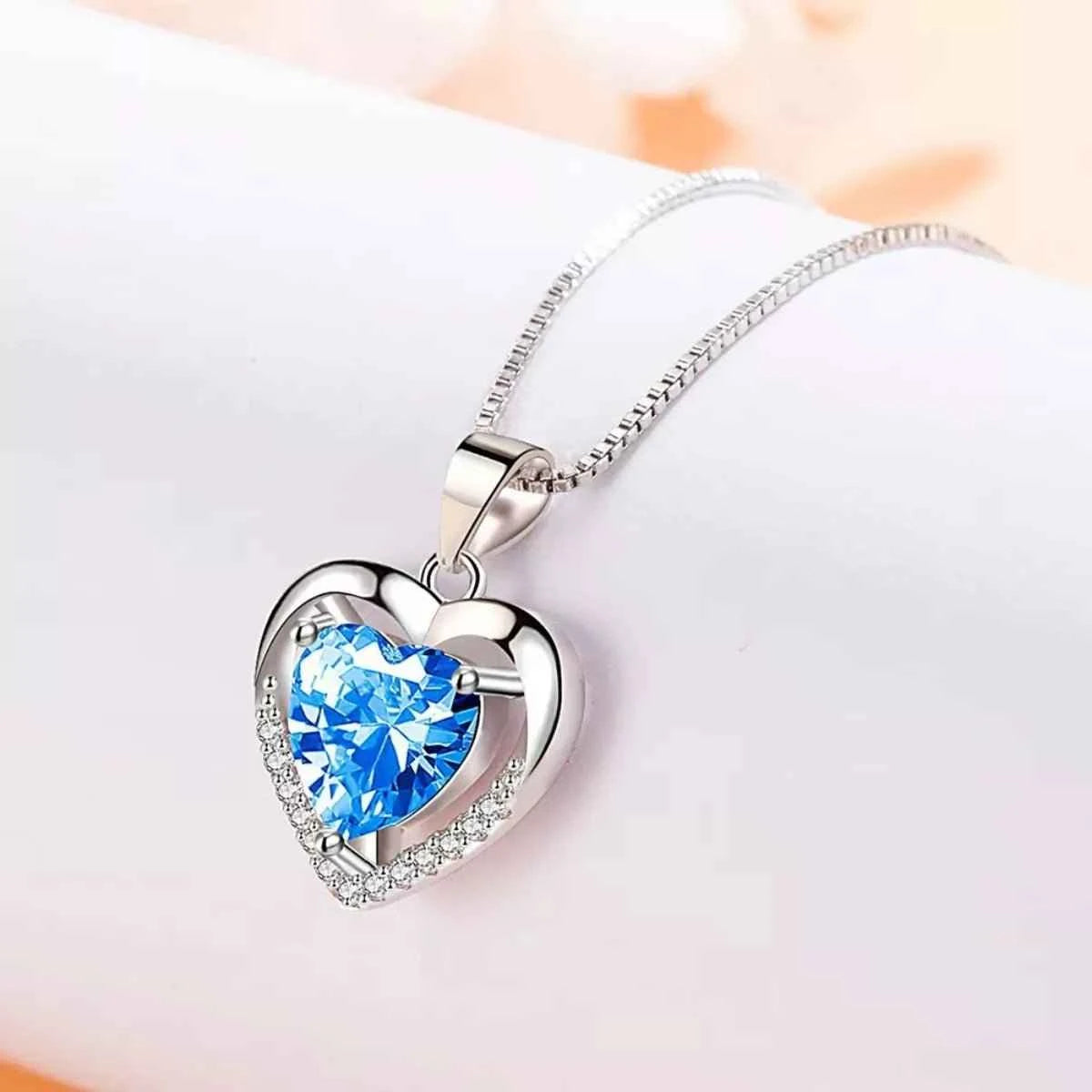 925 Sterling Silver Zircon Heart Necklace