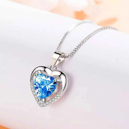 925 Sterling Silver Zircon Heart Necklace
