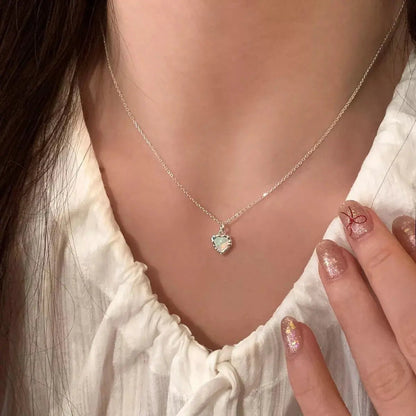 925 Sterling Silver Zircon Heart Necklace