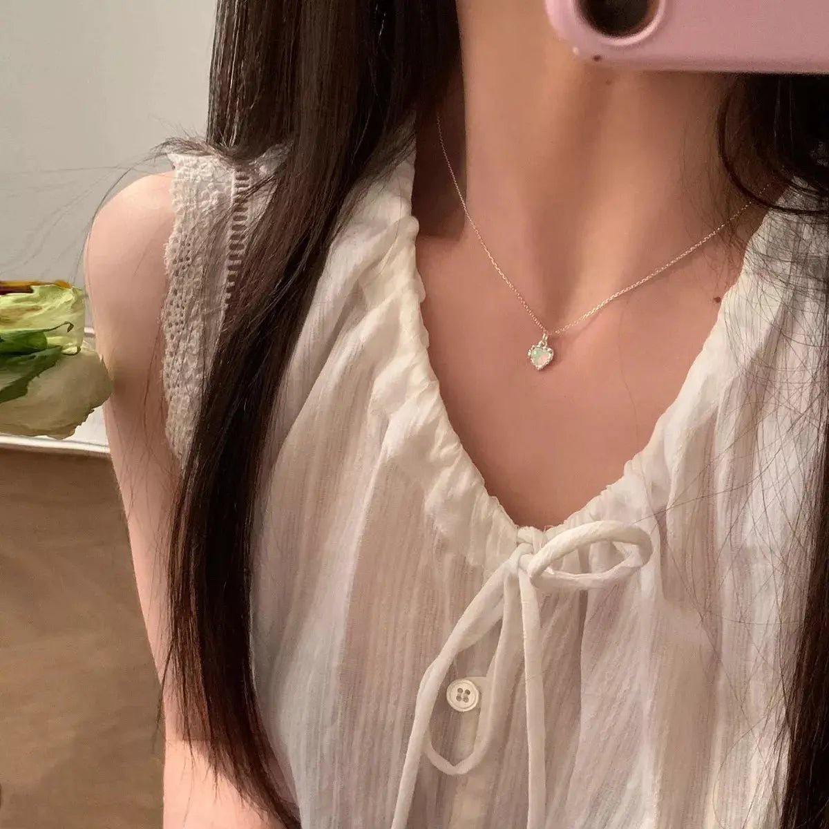 925 Sterling Silver Zircon Heart Necklace