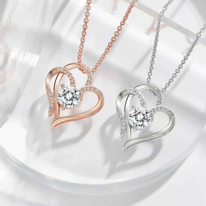 925 Sterling Silver Zircon Heart Necklace
