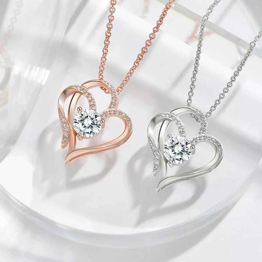 925 Sterling Silver Zircon Heart Necklace