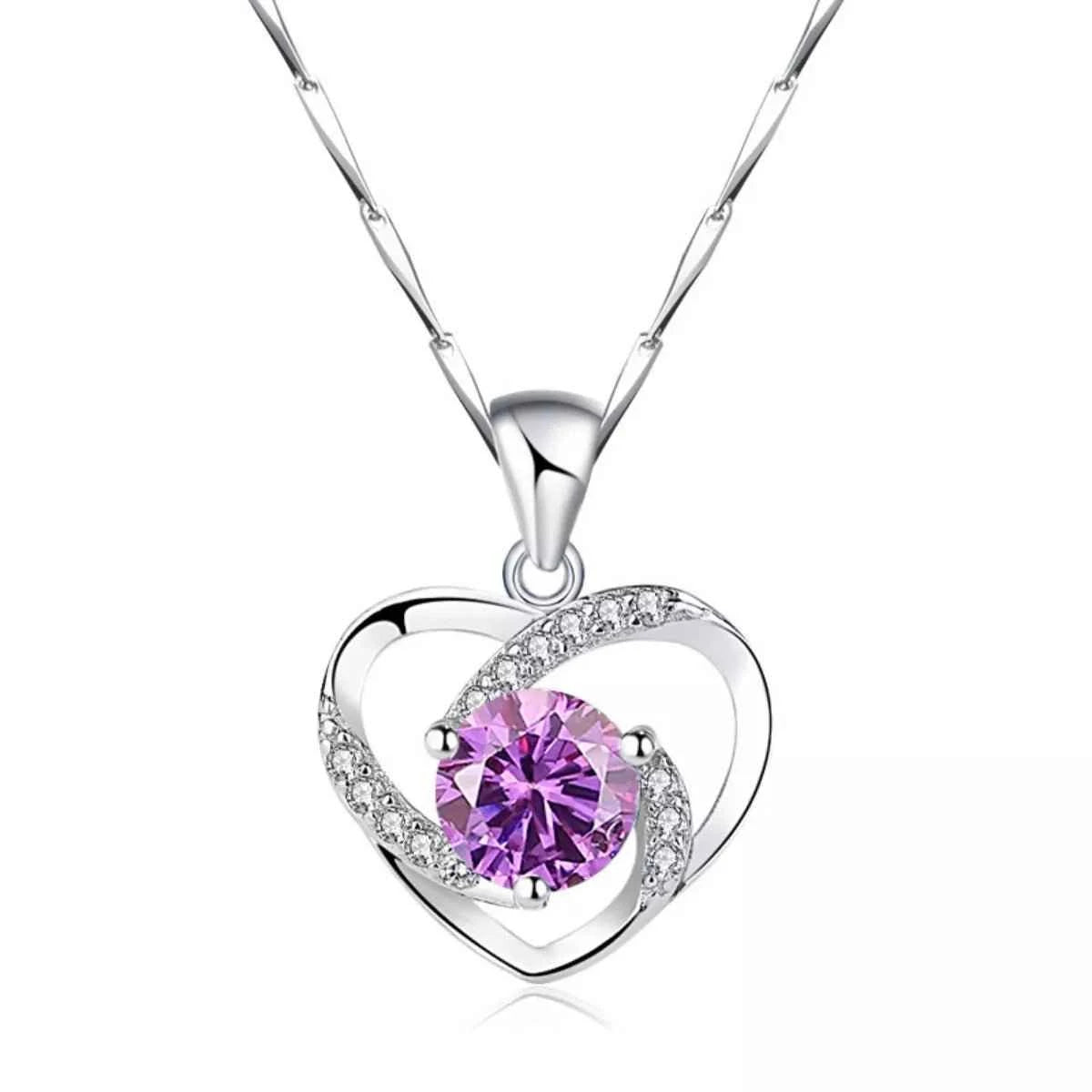 925 Sterling Silver Zircon Heart Necklace