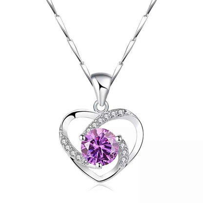 925 Sterling Silver Zircon Heart Necklace