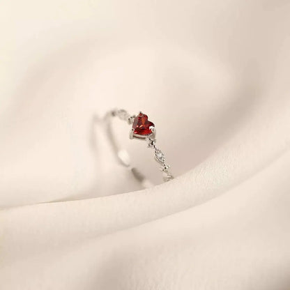 925 Sterling Silver Zircon Heart Open Ring