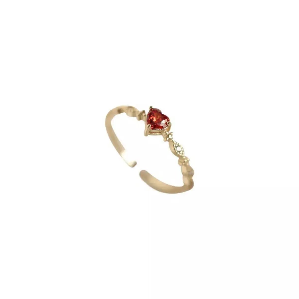 925 Sterling Silver Zircon Heart Open Ring