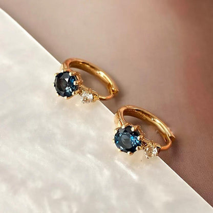925 Sterling Silver Zircon Hoop Earrings