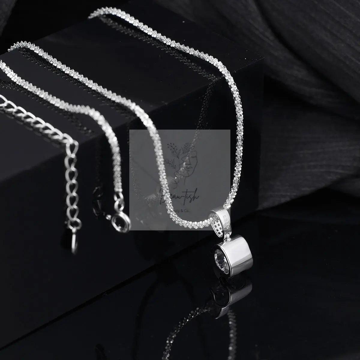 925 Sterling Silver Zircon Pendant Necklace