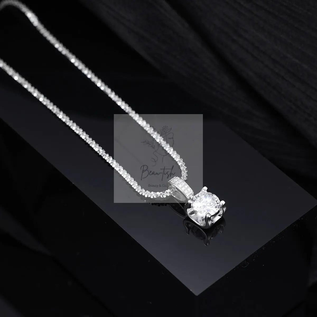 925 Sterling Silver Zircon Pendant Necklace