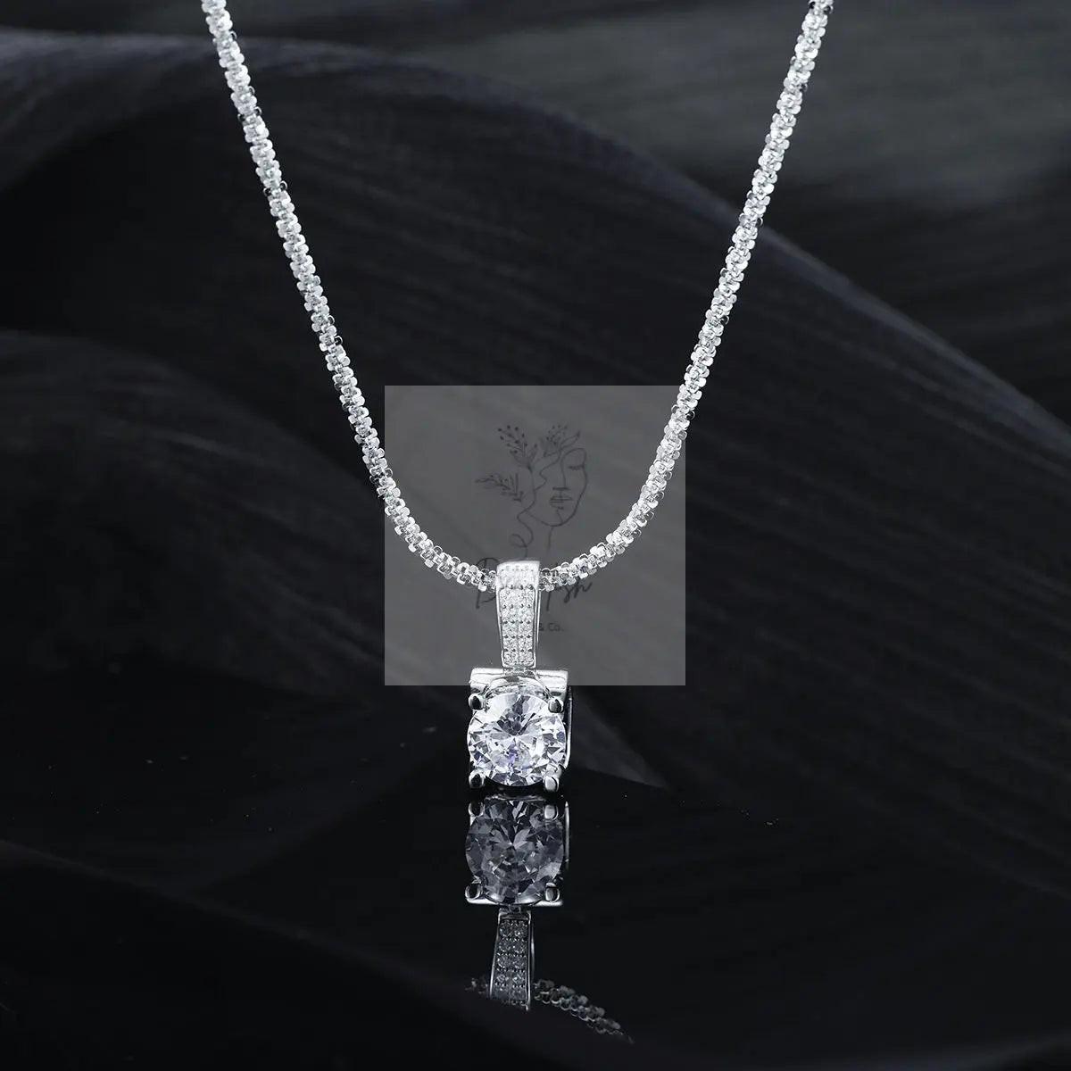 925 Sterling Silver Zircon Pendant Necklace