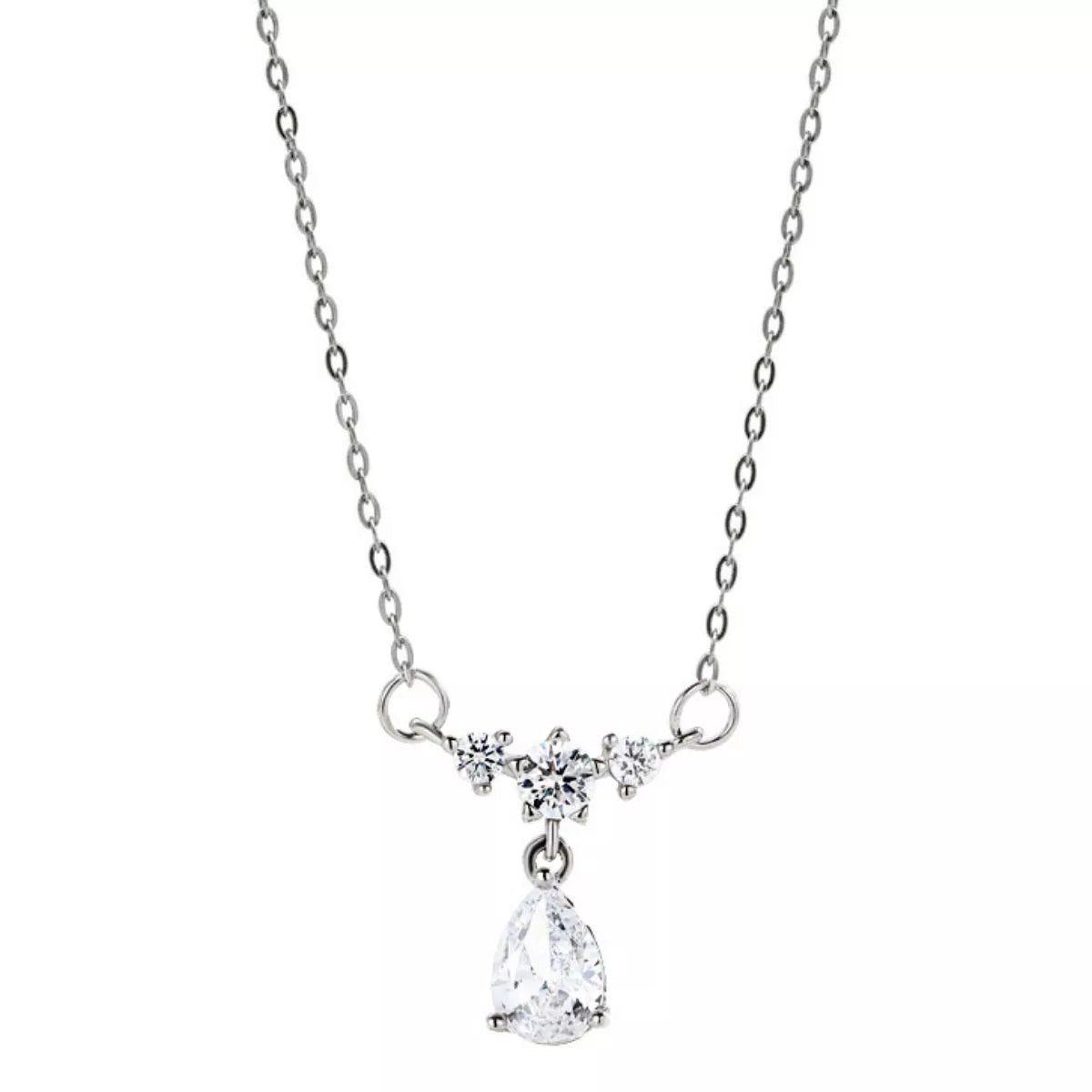 925 Sterling Silver Zircon Teardrop Necklace