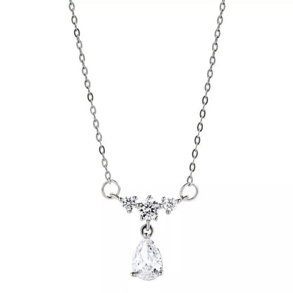925 Sterling Silver Zircon Teardrop Necklace
