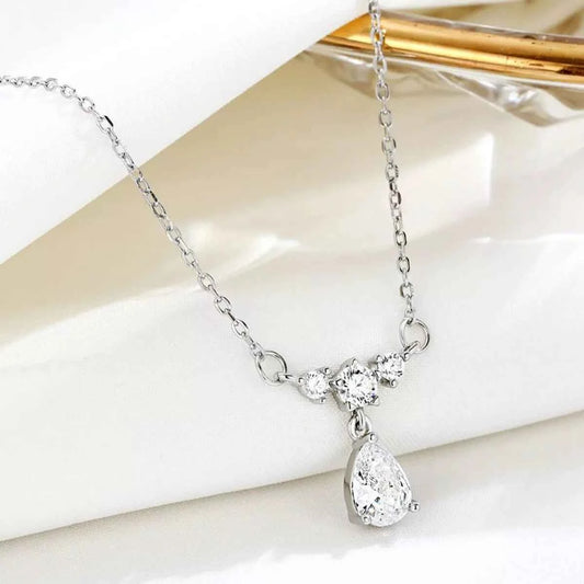 925 Sterling Silver Zircon Teardrop Necklace