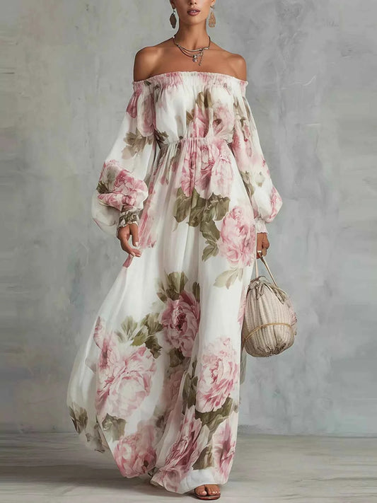 Floral Off Shoulder Maxi Dress