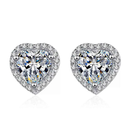 2 Carat 925 Sterling Silver Moissanite Heart Earrings