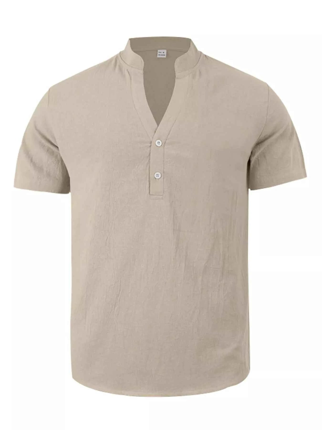 Men's Full Size Casual Linen Blend Short Sleeve Shirt Plus Size