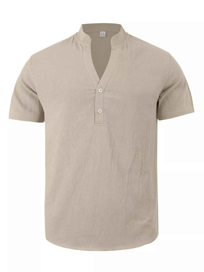 Men's Full Size Casual Linen Blend Short Sleeve Shirt Plus Size
