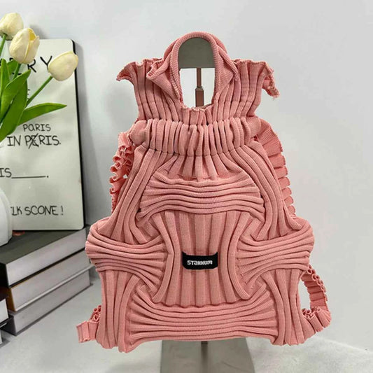 Textured Knit Backpack Bag