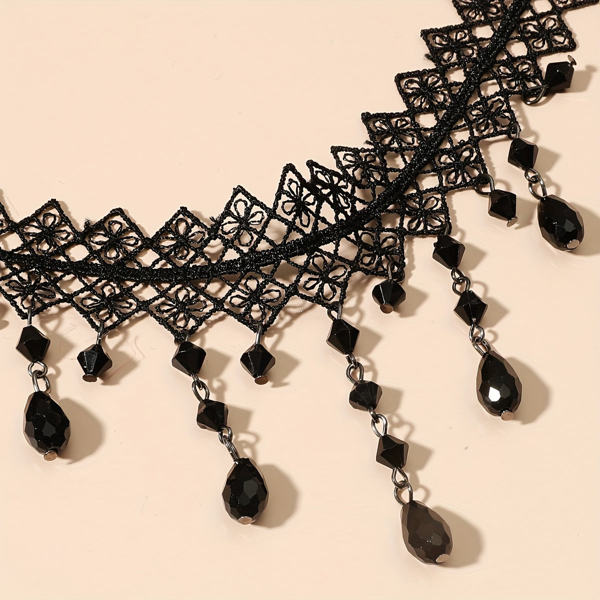 Black Lace Choker with Water Drop Pendant