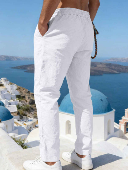 Men's Full Size Casual Drawstring Pants with Pockets Plus Size
