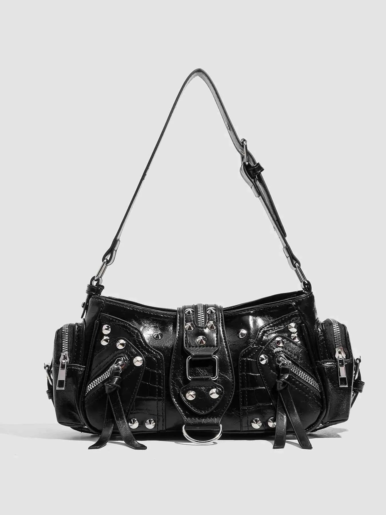 Rivet Embellished Shoulder Bag