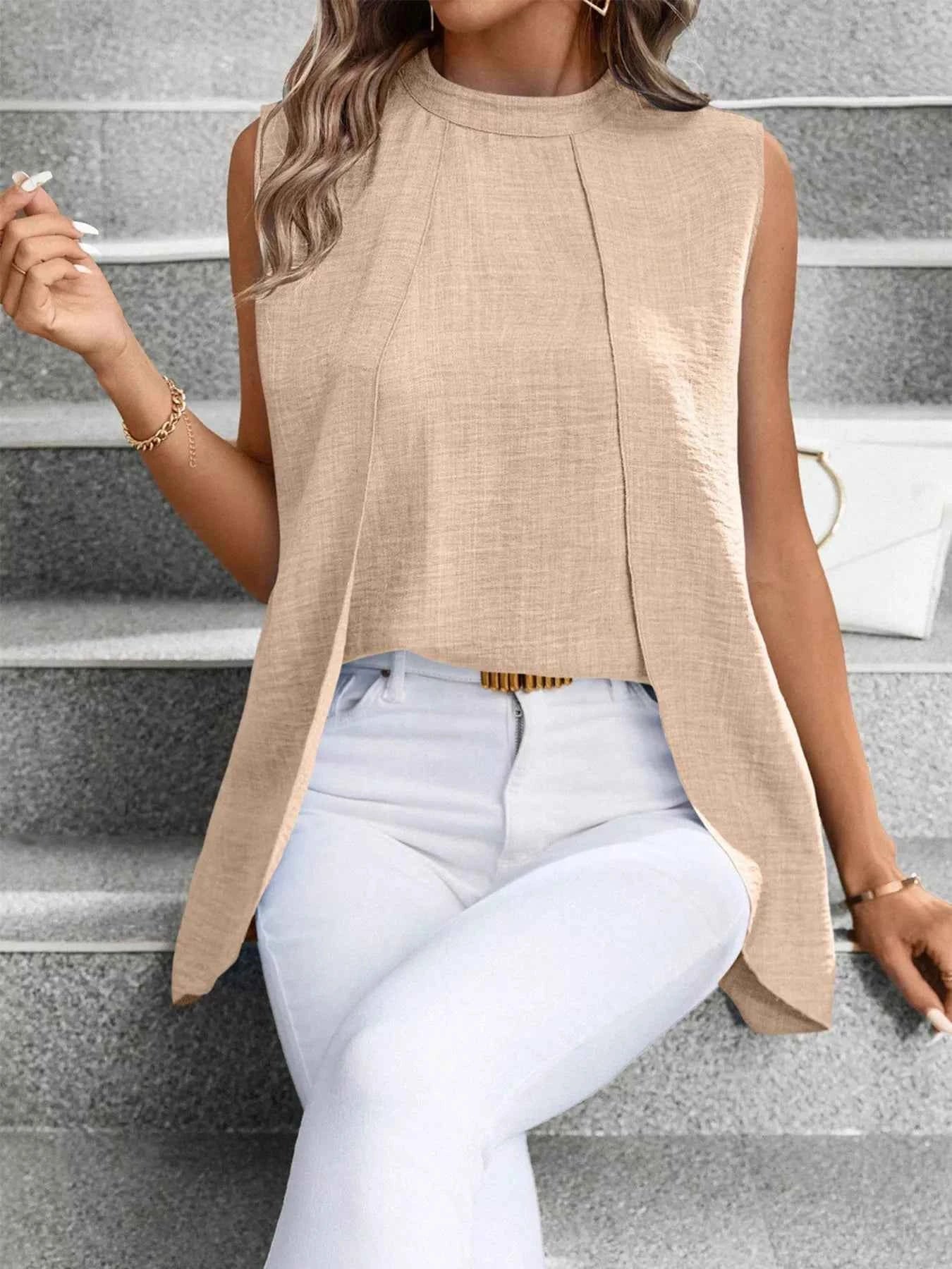 Mock Neck Sleeveless Top