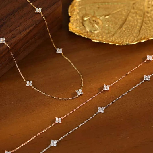 925 Sterling Silver Clover Charm Necklace