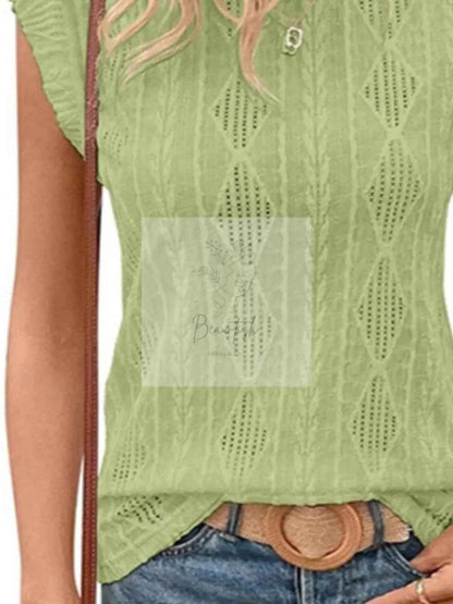 Openwork Round Neck Top