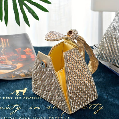 New Triangular Embellished Evening Clutch Bag – Sequin Party & Banquet Handbag