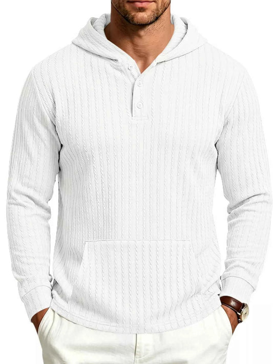 Men's Full Size Casual Kangaroo Pocket Knit Hoodie Plus Size