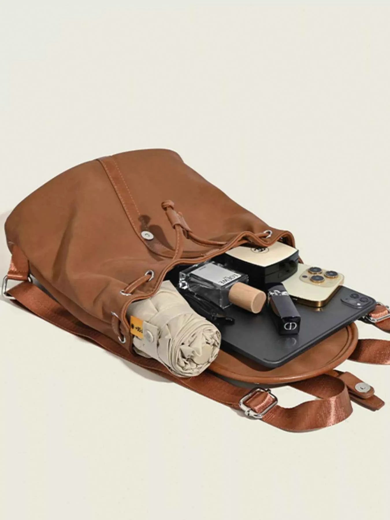 Drawstring Closure Flap Backpack Bag