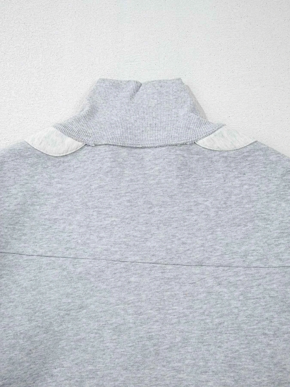 Half Zipper Collared Drop Shoulder Side Slits Sweatshirt