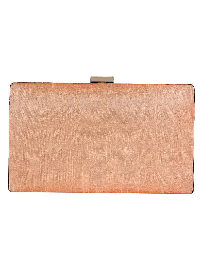 Ethnique Beaded Embroidered Clutch Peach Gold