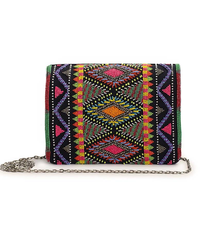 THE PURPLE SACK Beaded Hawaii Clutch