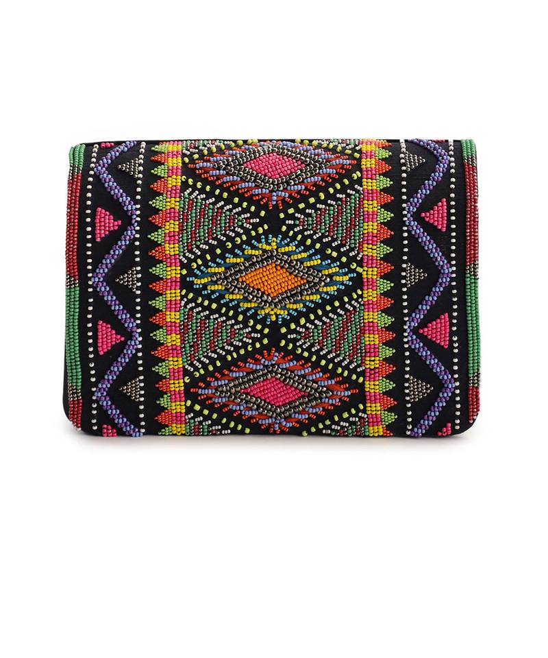 THE PURPLE SACK Beaded Hawaii Clutch