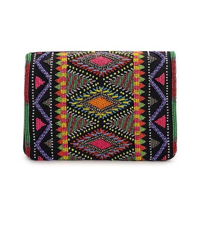 THE PURPLE SACK Beaded Hawaii Clutch