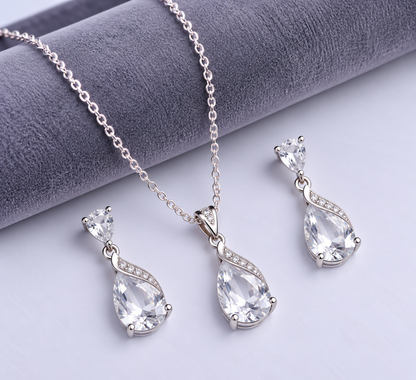 Sapphire Glow American Diamond Necklace Set