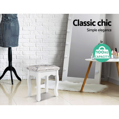 Artiss Dressing Table Stool – Velvet White
