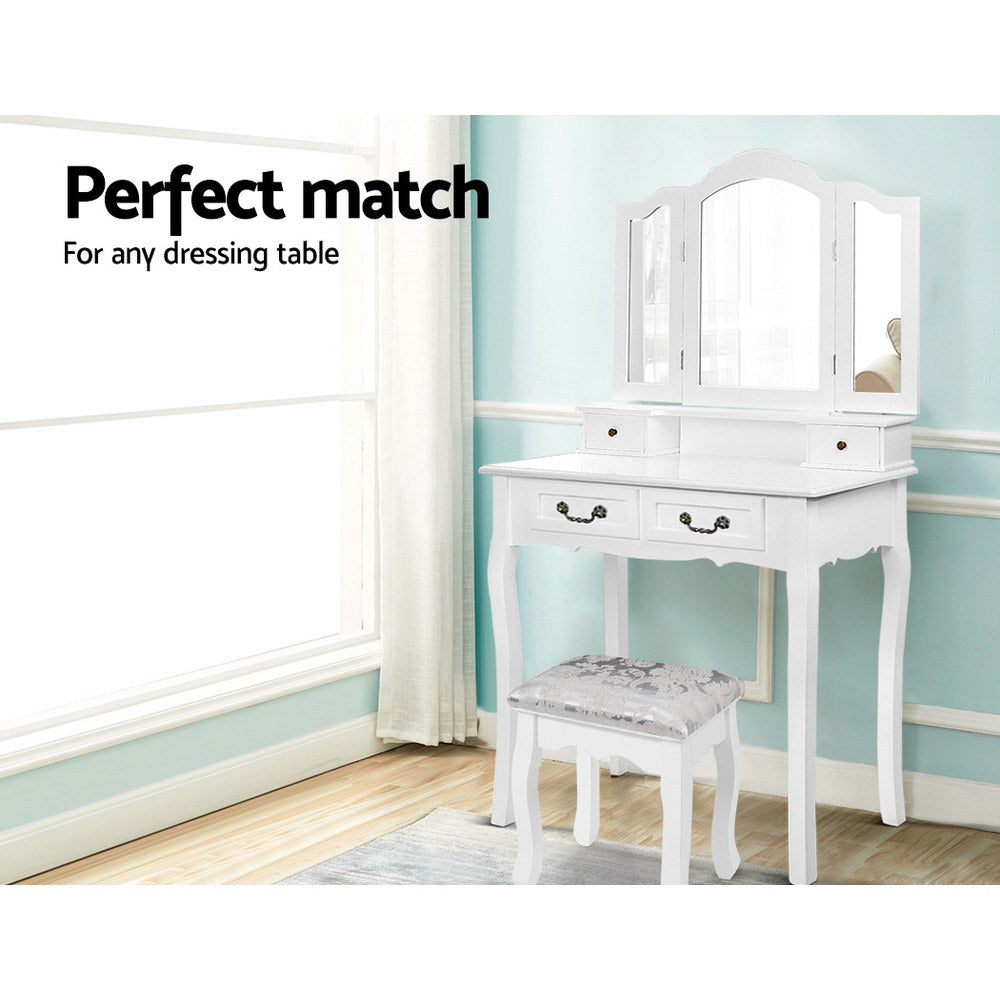 Artiss Dressing Table Stool – Velvet White