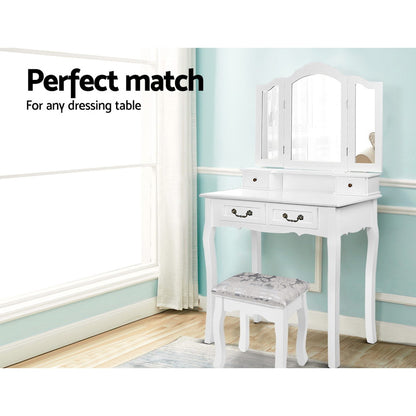 Artiss Dressing Table Stool – Velvet White